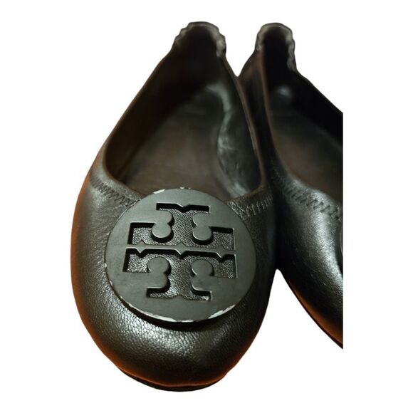 TORY BURCH Minnie Travel Ballet Flats Black Leather - Size 9 1/2 - Picture 6 of 10